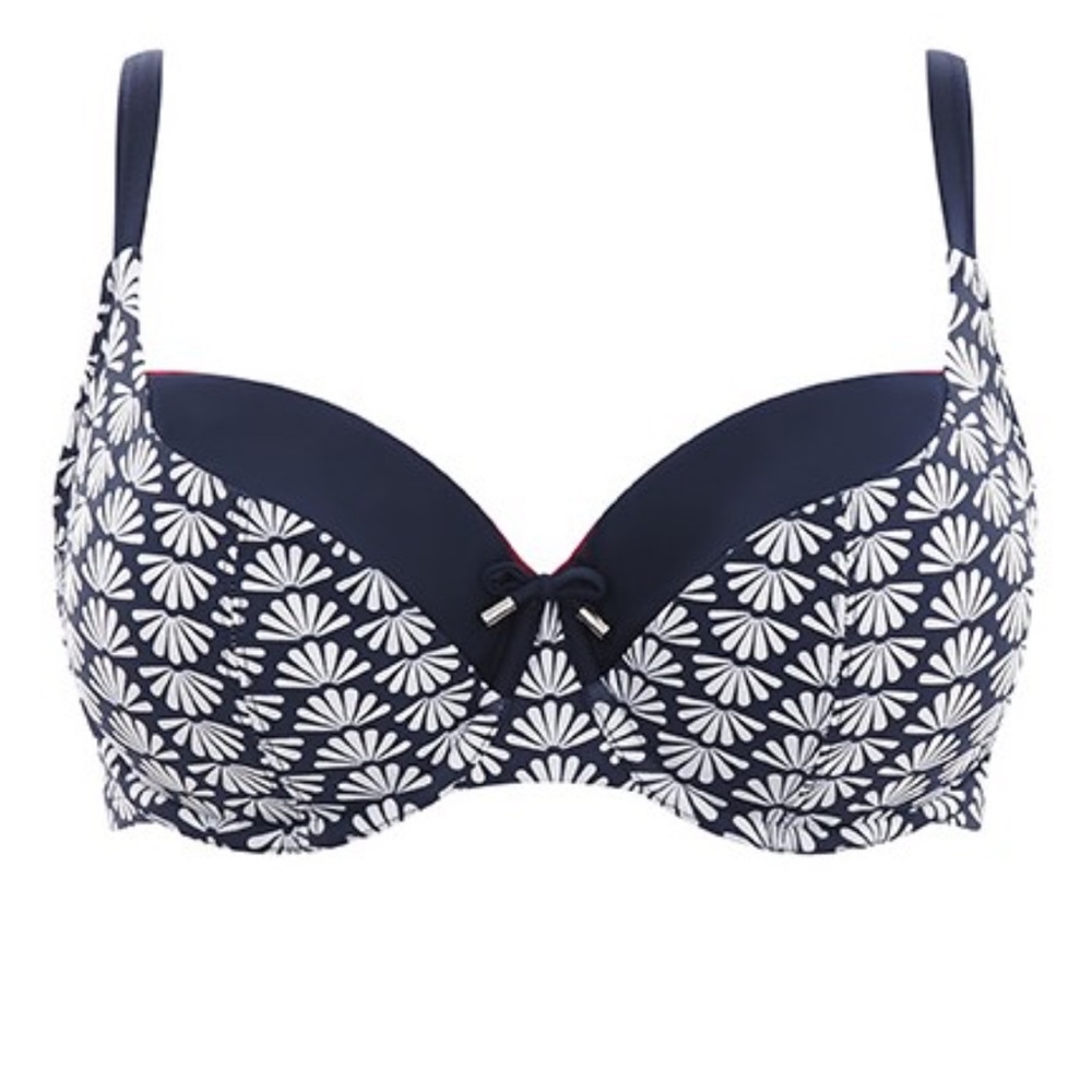Panache Milano Navy and White Balconette Bikini Top 34D NWT